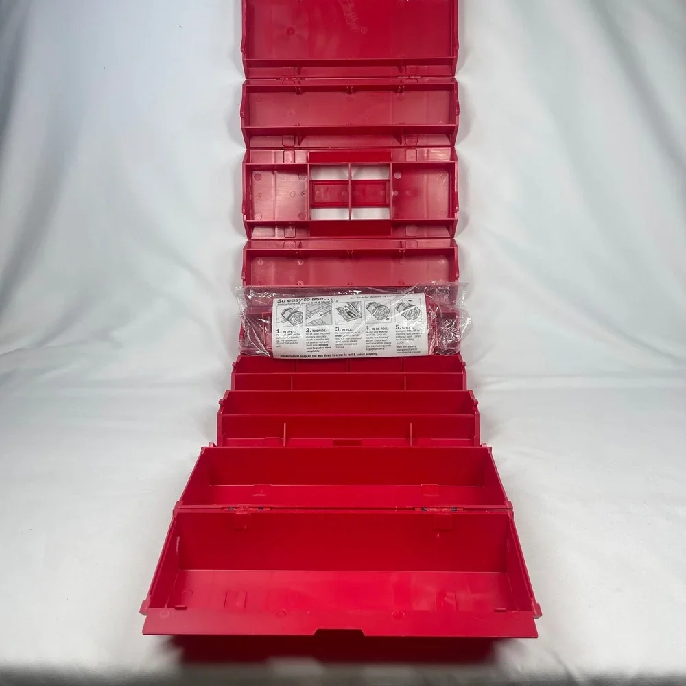 Vintage Rolykit S-11 Red Hexagonal Rolling Storage Organizer Dutch Design Box